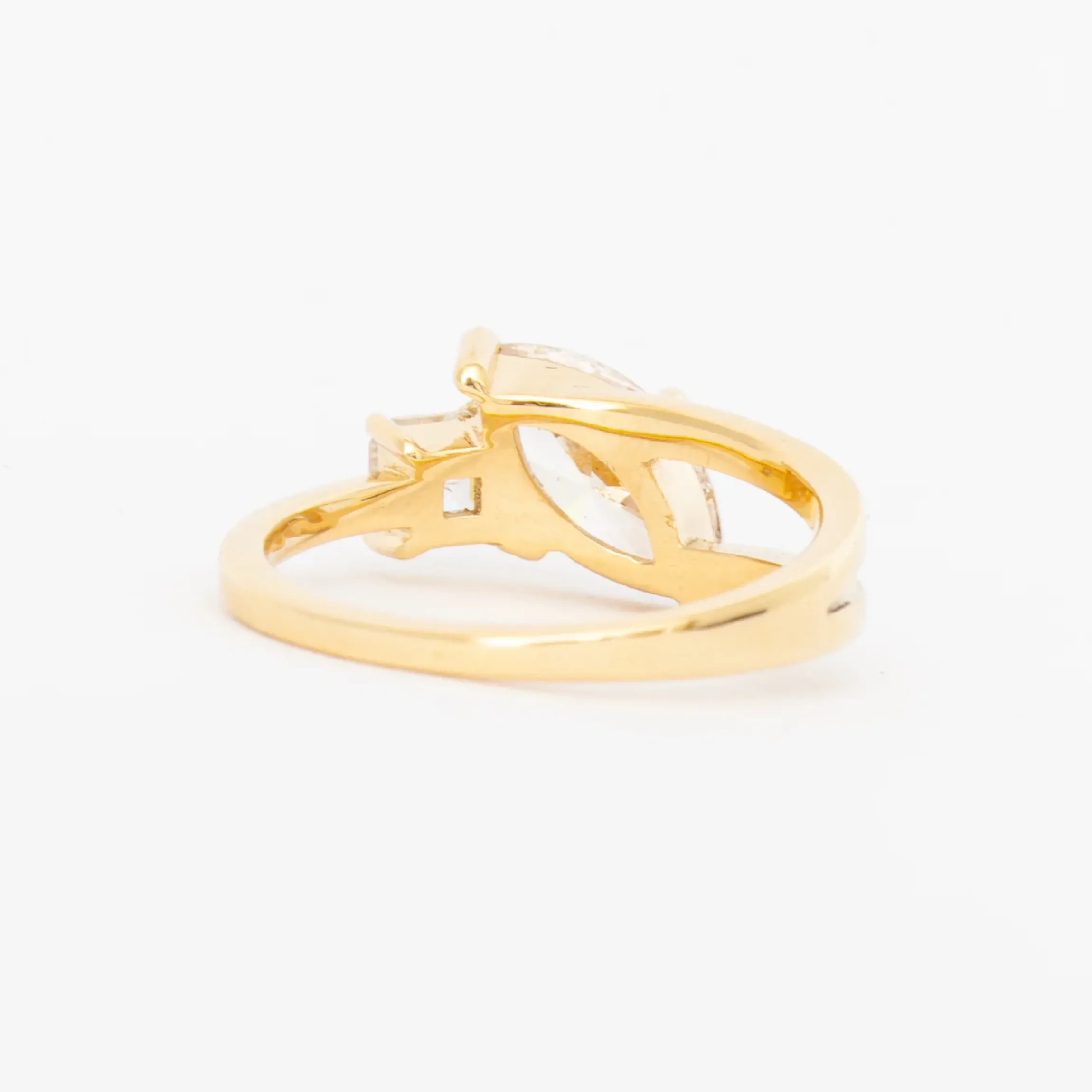 1.02 ct Champagne Marquise & White Asscher Diamond Maisonette Ring