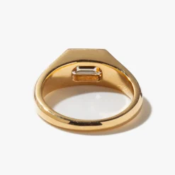 1.03 ct East-West Emerald-cut Champagne Diamond Reverence Signet Ring