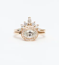 1.00 ct Fancy Grey Oval Diamond Rosette Ring