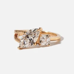 1.28 ct Lab-Grown Marquise & Asscher Maisonette Ring
