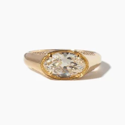 1.43 ct Moval Diamond Reverence Pavé Signet Ring