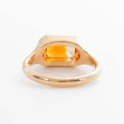 2.26 ct Orange Sapphire & Trapezoid Diamond Engagement Ring