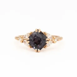 1.85 ct Purple-Grey Cushion Spinel Goldie Ring