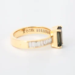 2.06 ct Radiant Green Sapphire Cascade Ring