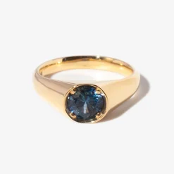 1.08 ct Round Montana Sapphire Reverence Signet Ring