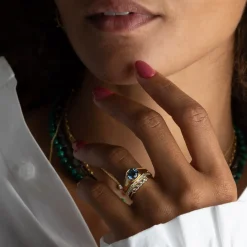 1.08 ct Round Montana Sapphire Reverence Signet Ring