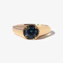 1.08 ct Round Montana Sapphire Reverence Signet Ring