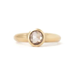 1.00 ct Round Rose-cut Fancy Orange-Brown Diamond Low Tide Wide Ring