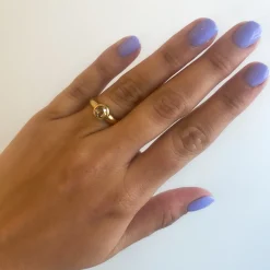 1.00 ct Round Rose-cut Fancy Orange-Brown Diamond Low Tide Wide Ring