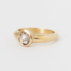 1.00 ct Round Rose-cut Fancy Orange-Brown Diamond Low Tide Wide Ring