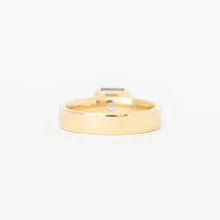 1.33 ct Silver Hexagon Montana Sapphire Half-Bezel Temple Ring