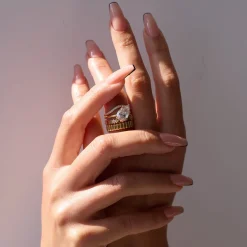 3.13 ct Tilted Lab-Grown Pear Diamond Vault Ring