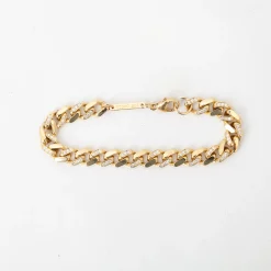 Alternating Pavé Diamond Large Curb Chain Bracelet