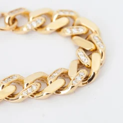 Alternating Pavé Diamond Large Curb Chain Bracelet