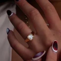 Asscher Diamond Reverence Signet Ring