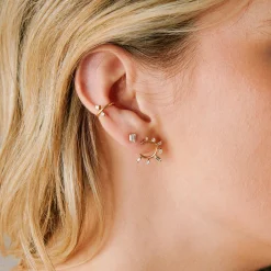 Baguette & Prong Diamond Front to Back Circle Hoops