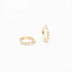 Baguette Diamond Hinge Huggie Hoops