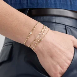 Baguette Diamond Open Link Square Oval Chain Bracelet