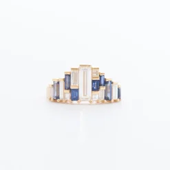 Baguette-Cut Sapphire and Diamond Tiara Ring