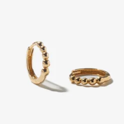 Beaded Hinge Huggie Hoop