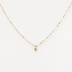 Bezel Pear Diamond on Tube & Bead Chain Necklace