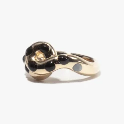 Black Enamel Chunky Wave Ring
