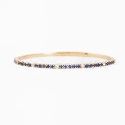Blue Sapphire & White Diamond Flexible-Fit Bangle