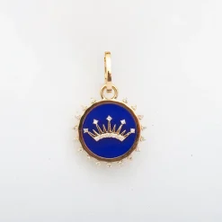 Ceramic & Diamond Crown Hinged Charm