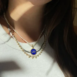 Ceramic & Diamond Crown Hinged Charm