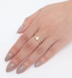 Champagne Diamond Solitaire Echo Ring