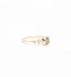 Champagne Diamond Solitaire Echo Ring