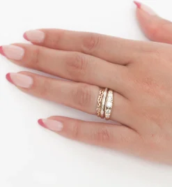 Crescent Hammered Diamond Ring