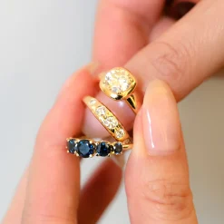 Crescent Hammered Diamond Ring