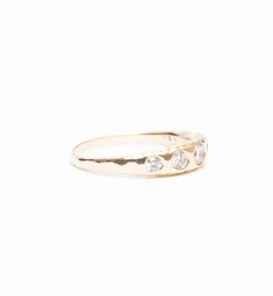 Crescent Hammered Diamond Ring