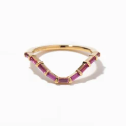 Curved Pink Baguette Sapphire Ring