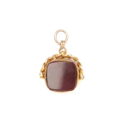 Cushion Bloodstone & Carnelian Fob Charm 1920