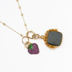 Cushion Bloodstone & Carnelian Fob Charm 1920