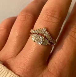 Deco Engagement Ring with Cushion Diamond