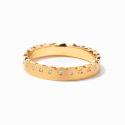 Diamond & Matte Gold Scalloped Eternity Band