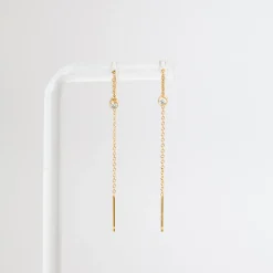 Diamond Bezel Loop Threader Earrings
