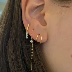 Diamond Bezel Loop Threader Earrings