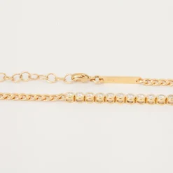 Diamond Bezel Tennis Segment Curb Chain Bracelet