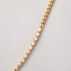 Diamond Bezel Tennis Segment Small Curb Chain Necklace