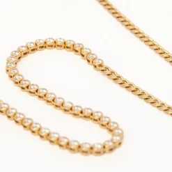 Diamond Bezel Tennis Segment Small Curb Chain Necklace