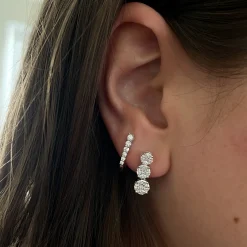 Diamond Half Paperclip White Gold Huggie Hoops