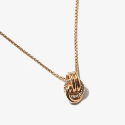 Double Linked Pavé Diamond Knot Necklace