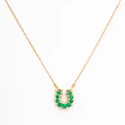 Emerald & Diamond Horseshoe Necklace