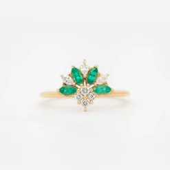 Emerald and Diamond Cluster Ring