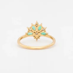 Emerald and Diamond Cluster Ring