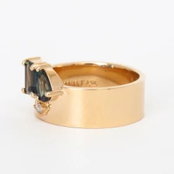 Emerald and Pear Cut Sapphire and Diamond Bricolage Ring